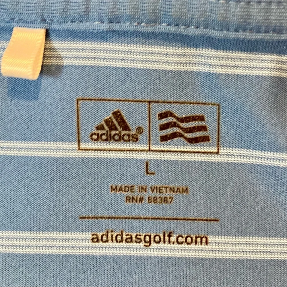 Adidas Men’s Large Two-Tone Blue Striped Golf Polo‎ Shirt